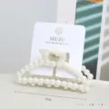 Sweet imitation pearl hair claw clip, elegant half-round shark clip for women and girls. - Semicircle / Card Packaging