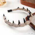 Modischer khaki Haarreif mit Zaehnen, bequemer Stoff umwickelter hoher Haarreif top. - 2# Braun