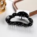 Black polka dot hair claw clip, 10.5cm cute cloud shark clip for women and girls hair styling. - Cloud Shape Black