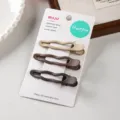 Minimalist metal hair clips set of 3 in coffee brown, chic cutout snap hair pins for daily styling. - 3 Pieces/Pack / Coffee