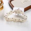 Cloud shape hair claw clip with black dots, elegant white hair accessory, 10.5cm fashion grab clip. - Cloud Beige