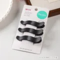 Black Wavy Hair Clips Set of 3 Minimalist Side Bangs Hairpins with Card Packaging - 3 Pieces/Pack / Black