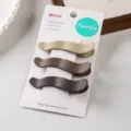 Minimalist coffee brown metal hair clips set of 3 on card, stylish daily hair accessories - 3 Pieces/Pack / Coffee