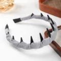 Cerchietto plissettato grigio blu con denti, fascia per capelli antiscivolo spessa per lavare il viso - 6# Blu Grigio