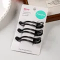 Set of 3 black metal hair clips for women, minimalist side bangs hairpin with brand card. - 3 Pieces/Pack / Black