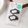 Black irregular geometric metal hair clips, minimalist styling side hair pin, 2 pieces set. - 2 Pieces/Pack / Black