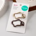 Minimalist irregular geometric metal hair clips set, chic coffee brown side hairpins - 2 Pieces/Pack / Coffee