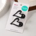 Minimalist black heart metal hair clips set, elegant side hair styling hairpin for women. - 2 Pieces/Pack / Black