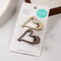 Heart-shaped metal hair clips in coffee and milk tea colors, cute 2-pack hair accessories. - 2 Pieces/Pack / Coffee
