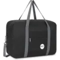 Sac de voyage pliable noir avec des sangles grises solides et une poche zippée. - Avec Bandoulière / Noir