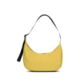 Yellow nylon crescent shoulder bag casual crossbody hobo bag with adjustable black strap - Yellow Pre-Order
