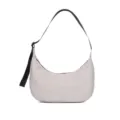 Lightweight nylon crescent shoulder bag in light gray with black adjustable strap daily use. - Off-White Pre-Order