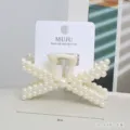 Sweet imitation pearl hair claw clip elegant minimalist hair accessories for women - X Shape / Card Packaging