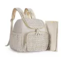 Beige gesteppter Wickelrucksack mit Wickelunterlage, multifunktional und mit viel Stauraum. - Gebrochenes Weiß