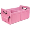 Pink collapsible car trunk organizer with multi compartments and side storage pockets durable fabric. - Rose Red