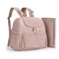 Rosa multifunktionaler Wickelrucksack mit Wickelunterlage, große Baby-Reisetasche. - Lotosrosa