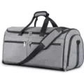 Grey travel duffel bag, multi-functional overnight gym bag with comfortable strap. - Gray