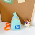 Kids fashion chest bag trendy light blue letter single shoulder crossbody bag for boys. - Light Blue