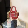 Kids mini shell crossbody bag red plaid PU leather cute toddler fashion trendy shoulder bag - Red Plaid