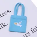 Miniature canvas handbag dollhouse accessory cute little blue tote bag for bjd mini scene - Blue