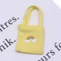 Miniature canvas handbag dollhouse accessory yellow rainbow bag doll miniature scene prop - Yellow