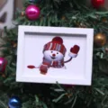 Dollhouse miniature Christmas wall art decor, cute snowman picture frame for ob11. - Snowman