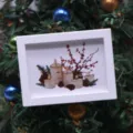 Dollhouse miniature Christmas painting wall decor photo frame for ob11 micro living room - Candle