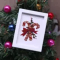 Miniature dollhouse Christmas wall art frame, perfect for ob11 doll room decor and festive mini displays. - Candy Cane