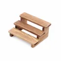 Miniature wooden 3-step display stand dollhouse staircase rack craft tabletop ornament decor - Torch Wood Color
