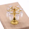 Miniature gold wine rack and glasses detail view, perfect for dollhouse miniature scenes. - Gold Full Set