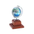 Dollhouse miniature globe model, wooden base and metal stand for micro scenery decoration. - Globes (Silver)