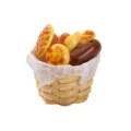 Dollhouse miniature bread basket toy, resin fake food model for tiny kitchen scene decor. - Bread in a Basket