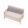 Miniatur Holzesdoppeltes Sofa fuer Puppenhaus Mikrowohnzimmer Szene Modell Zubehoer - Beige