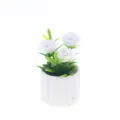 Petite plante en pot artificielle maison de poupée miniature plante verte micro paysage - Pot de Fleurs à Fond Rond / Rose Blanche