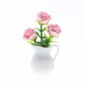 Détail de mini plante en pot fleur de rose pour maison de poupée micro paysage décor - Pot de Fleurs en Forme de Bouilloire / Roses Roses