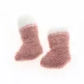 Miniature knitted wool boots detail, pink and white tiny winter shoes close up for decoration. - Socks / Deep Pink
