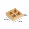 Miniature bamboo 4-grid tray dollhouse food scene decor, 2.8x2.8x0.8cm small prop. - 4 Compartments