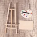 Set cavalletto tavolozza di pittura in legno in miniatura per casa delle bambole BJD decorazione. - Set da 3 supporti