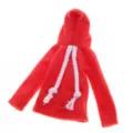 Red hooded sweatshirt for 26-30cm shelf elf dolls, cozy winter doll clothing and cute accessories. - Red