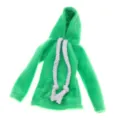 Green plush doll hoodie for 26-30cm shelf elf doll clothing detailed product view. - Green