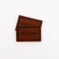 Miniature 1:12 maison de poupée paillasson marron non tissé bienvenue tapis micro paysage - Marron brillant avec impression noire