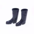 Miniature black rain boots for dollhouse BJD OB11 dolls, cute tiny garden silicone shoes. - Black