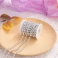 Silver plastic bead chain for Christmas tree DIY and wedding decoration, 6mm by 5m detail. - Silver