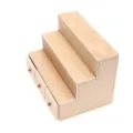 Miniature wooden 3-tier display cabinet detail with tiny drawers, dollhouse furniture prop view. - Natural
