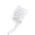 White pearl chiffon ribbon detail view, elegant sheer fabric trim for DIY crafts and gifts. - White