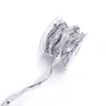 Silver sheer organza ribbon roll with pearl beads for gift wrapping and DIY crafts decor. - Silver