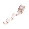 Organza ribbon with white butterfly and brown floral print, 25mm craft ribbon for gift wrapping. - Pink