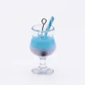 Miniature ciondolo bicchiere cocktail casa bambole, modello bevanda resina dettagliato. - Blu Oro