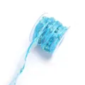 Blue organza ribbon with pearl chain, 10m roll for DIY gift wrapping and flower packaging. - Sky Blue