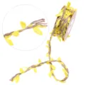 Artificial leaf braided jute rope 5m roll for handmade DIY floral packaging crafts. - Yellow